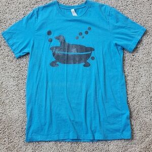 Dachshund In A Bathtub Classic T-Shirt Teal Color Men's Fit Size L